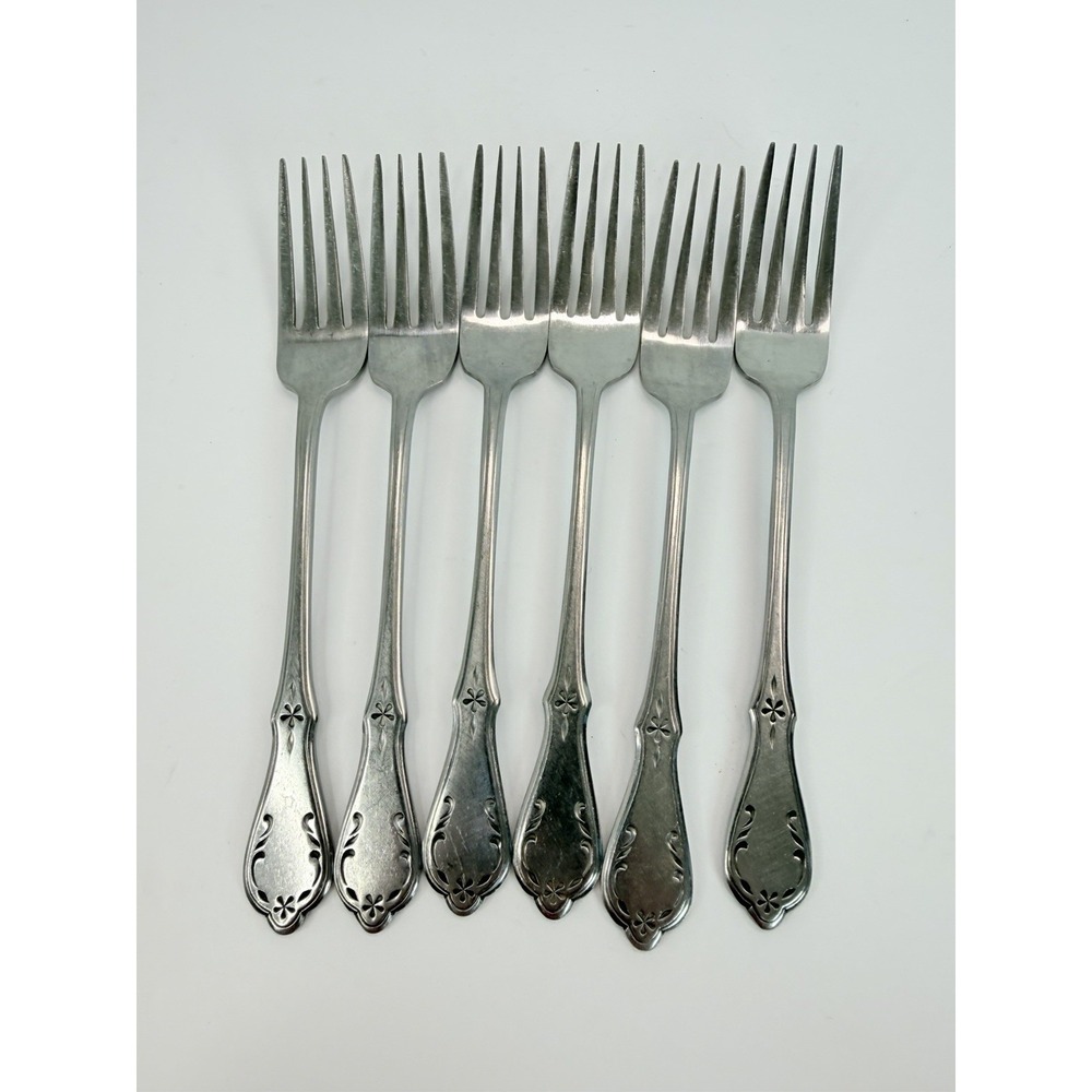 Evening Star Dinner Fork Lot of 6 Northland Oneida Stainless Flatware Korea